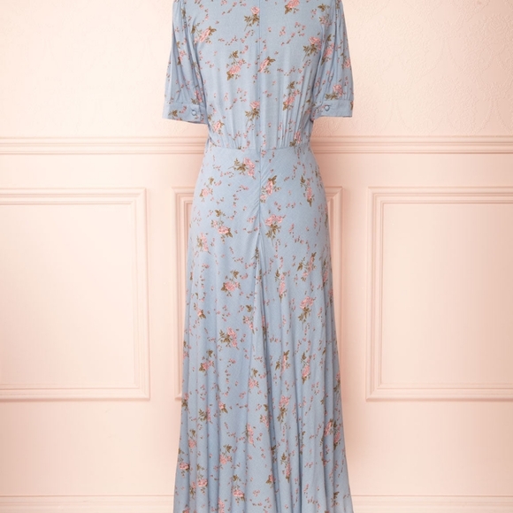 Light Blue Floral Midi Dress - Picture 7 of 7